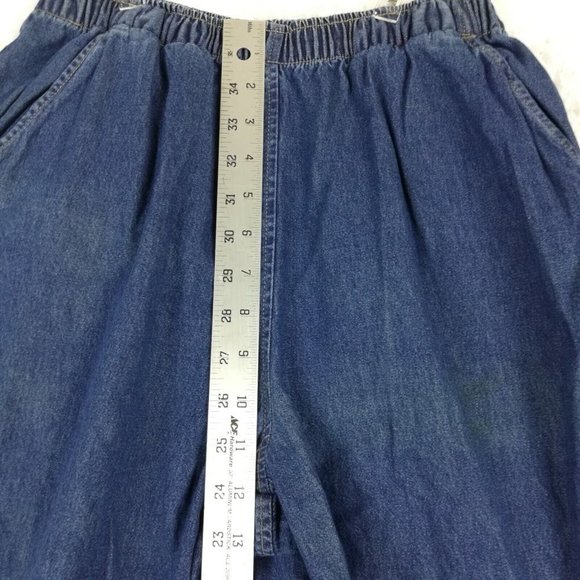 Erika Womans Jeans Straight Leg Blue Denim Embroidered Floral Elastic Petite PM - Picture 7 of 14